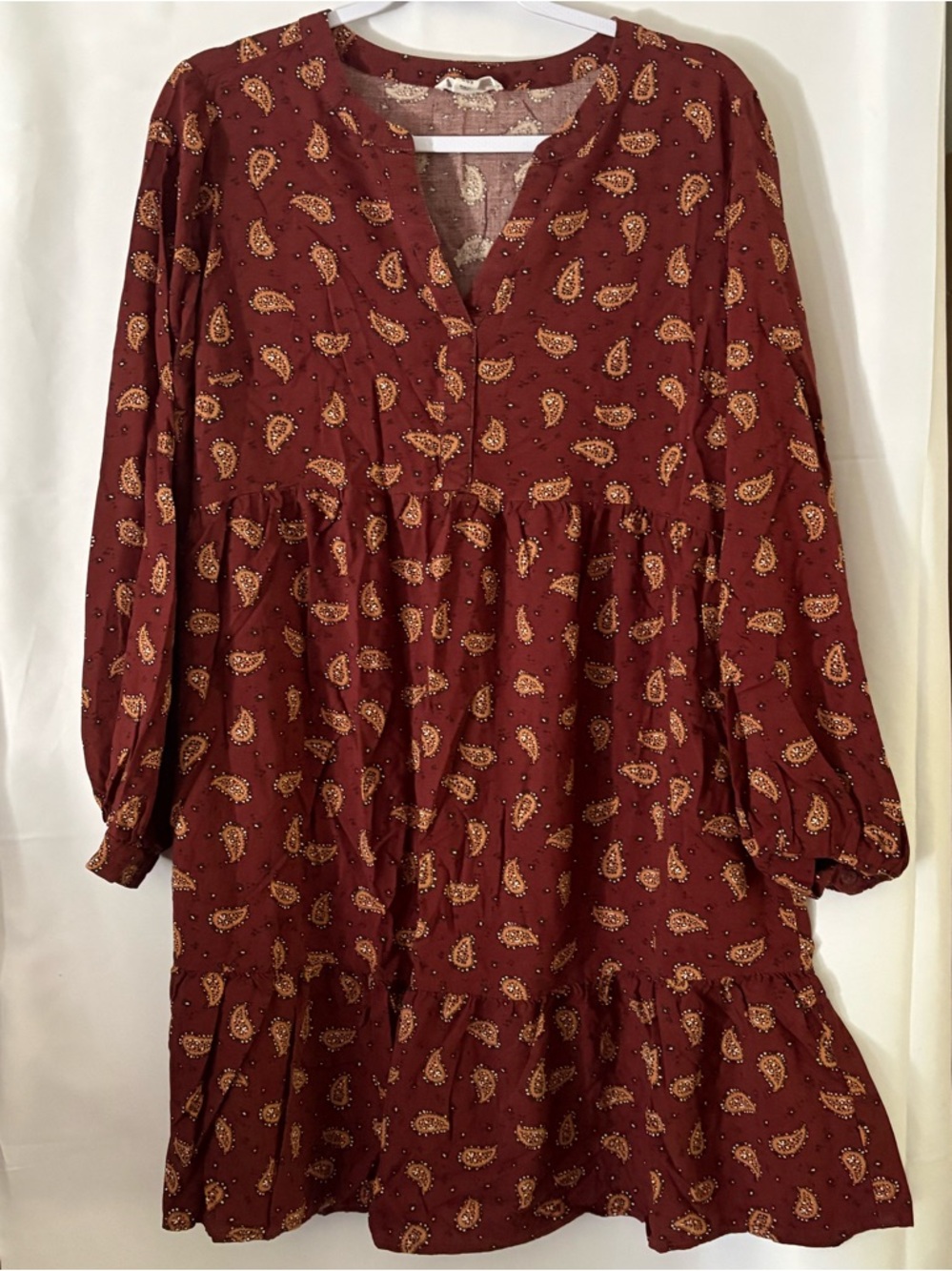 beachlunchlounge Burgundy Paisley Long Sleeve Dress